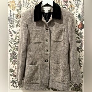 Jones New York Gray Wool Blazer with Velvet Collar